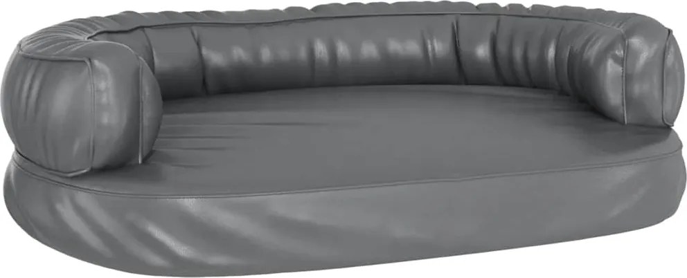 vidaXL Pat pentru câini, spumă ergonomică, gri, 75x53 cm, piele eco