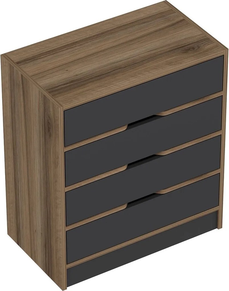 Dulap, Hanah Home, Elina, 70x40x79 cm, Nuc / Antracit