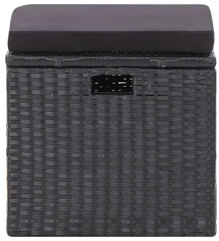 Set mobilier de gradina cu perne, 6 piese, negru, poliratan