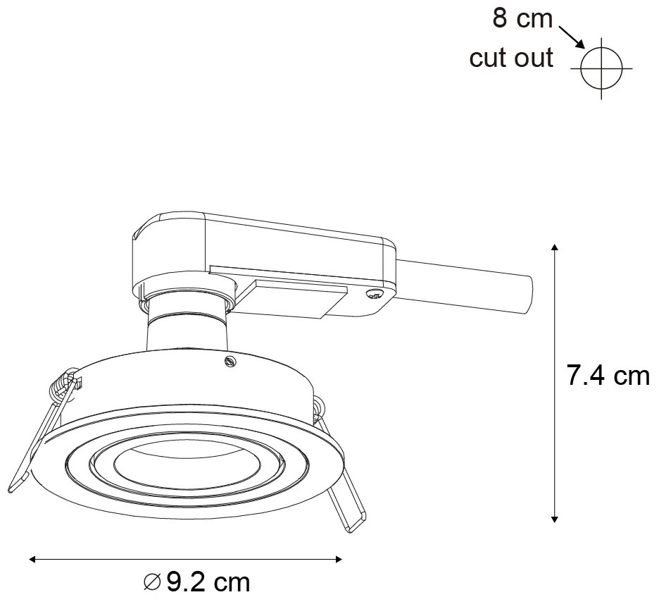 Set de 6 spoturi încastrate moderne Gunmetal GU10 50mm Rotund Înclinabile - Rondoo