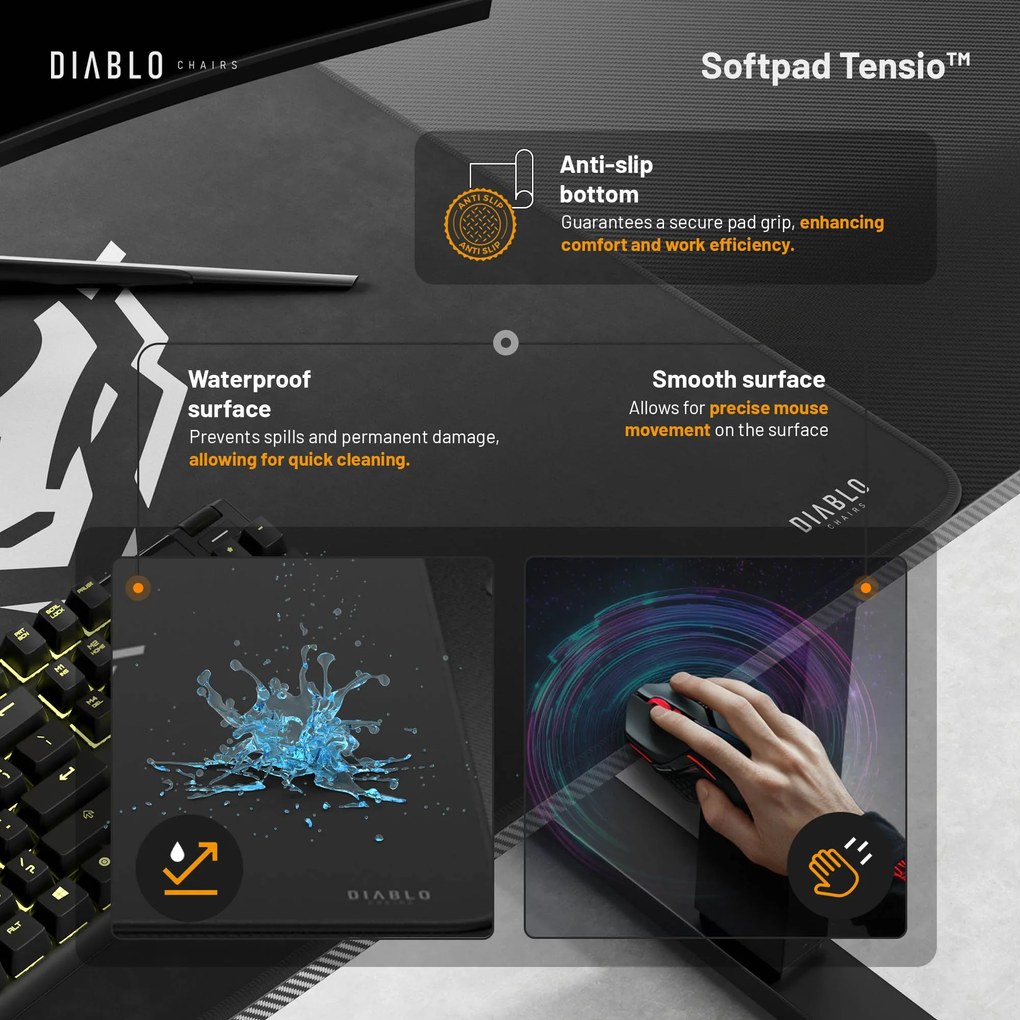 Birou Cu Înălțime Reglabilă Diablo X-Tensio 1400 Negru