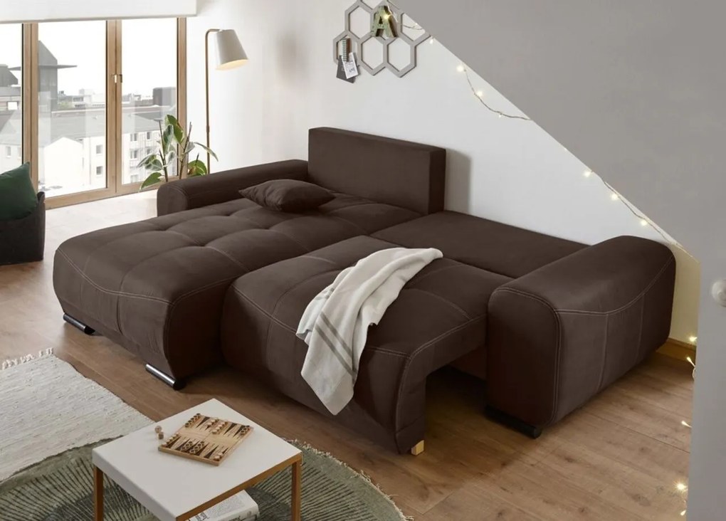 Coltar extensibil, Alvi, cu sezlong interschimbabil, 267 x 91 x 185 cm, espresso