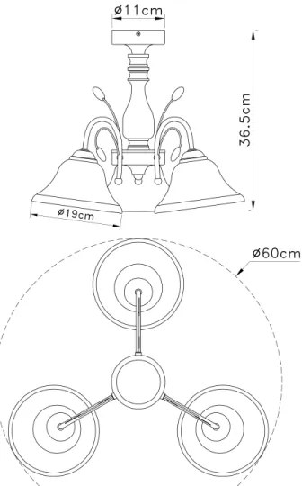 Globo 69007-3 - Plafoniera POSETS 3xE27/60W/230V