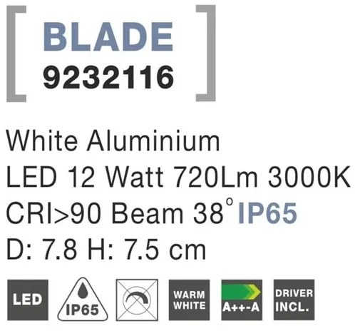 Spot LED incastrabil de exterior IP65 BLADE alb 7,8cm NVL-9232116