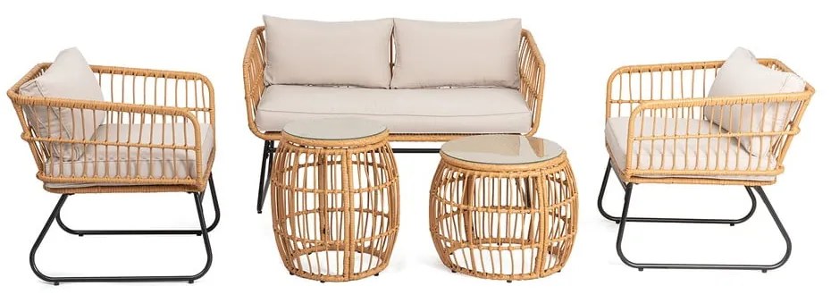 Set mobilier de grădină din ratan artificial Bonami Essentials Vistdal, bej