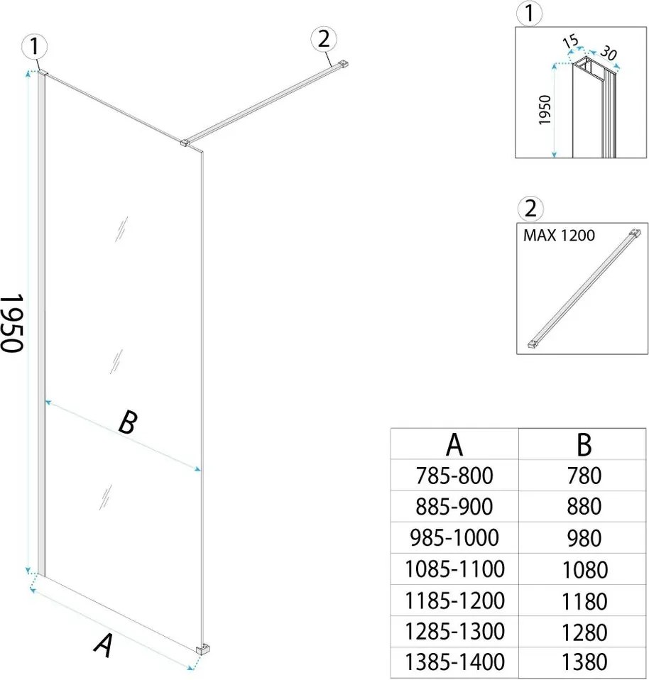 Paravan de dus Rea Flexi Transparent 70 cm auriu