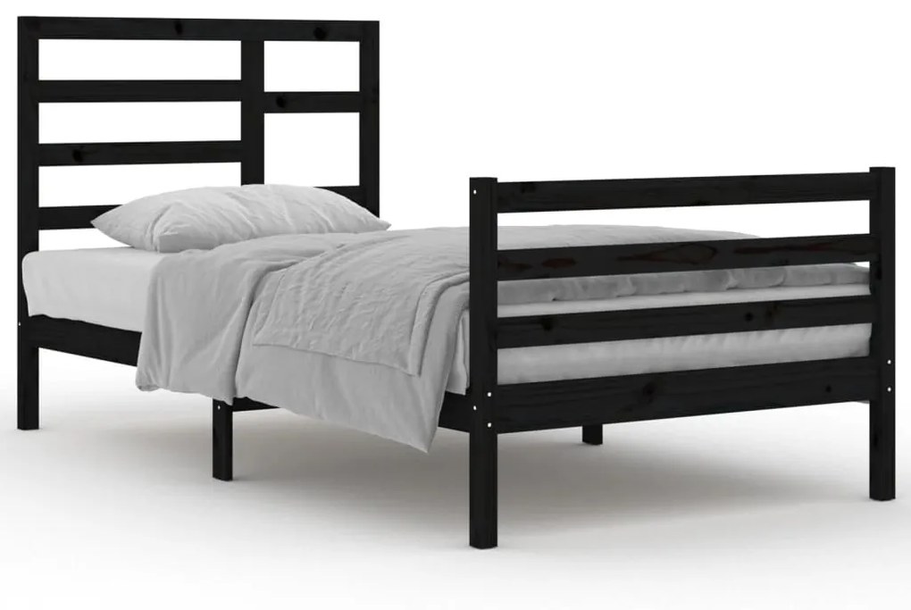 3105854 vidaXL Cadru de pat, negru, 100x200 cm, lemn masiv
