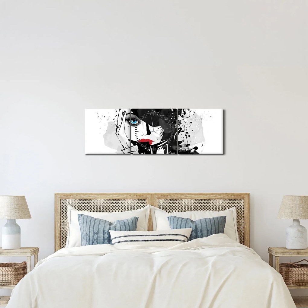Tablou - Femeia misterioasă (cu ceas) (90x30 cm)