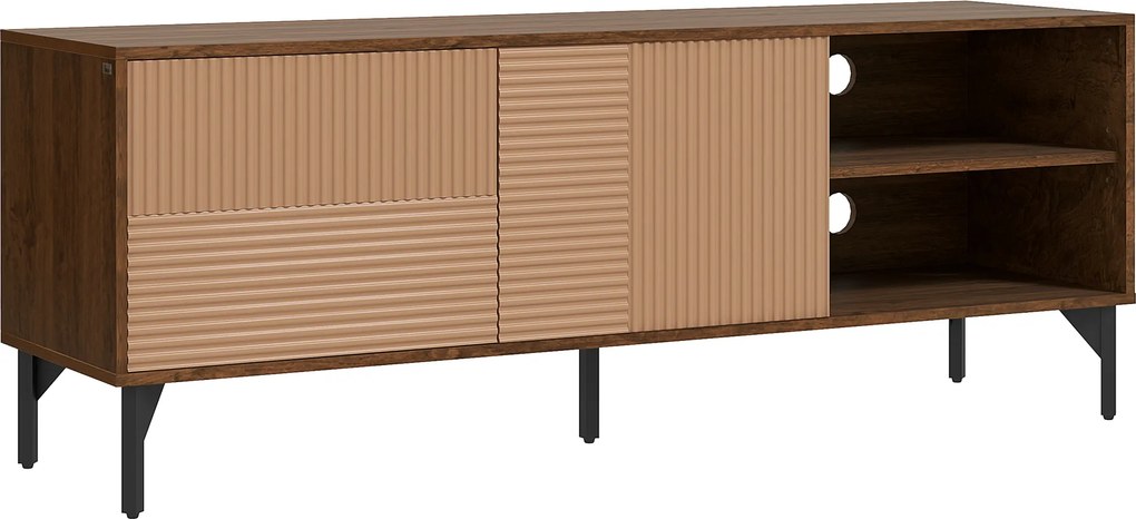 HOMCOM Suport TV Modern cu Rafturi Deschise, pentru Televizoare până la 65", Design Elegant, Maro | Aosom Romania