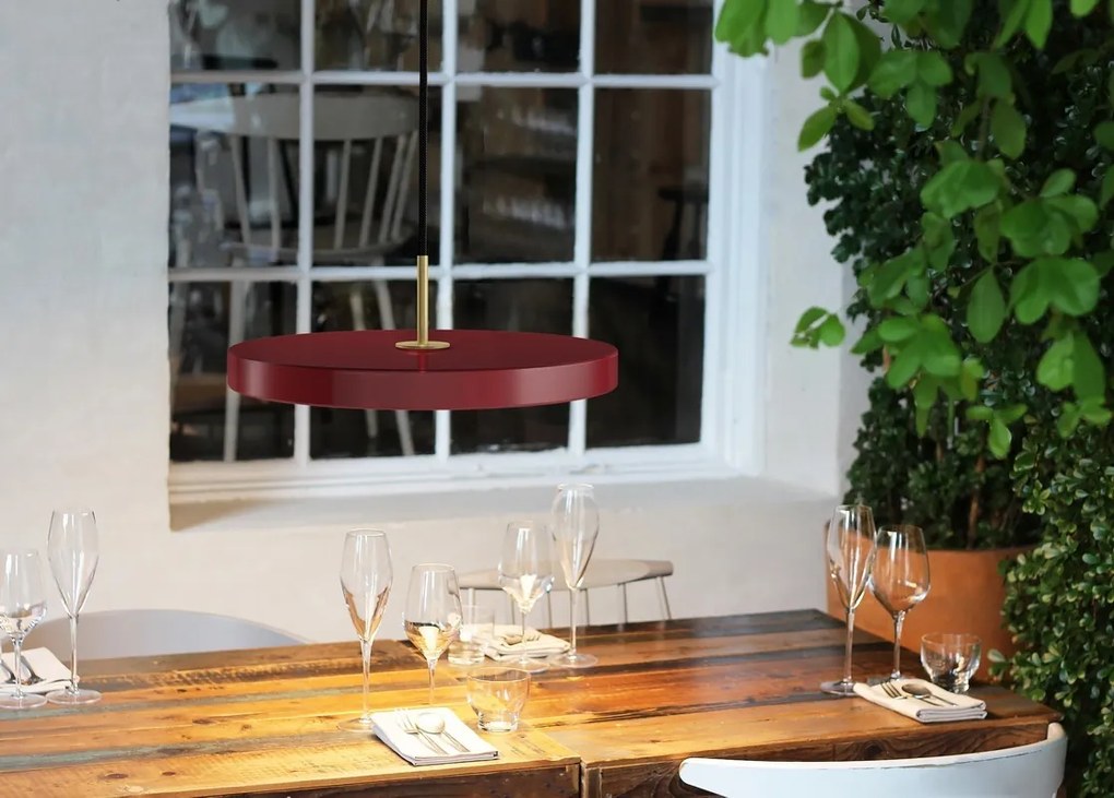 Lustra LED design scandinav Asteria mini - ruby red/ auriu