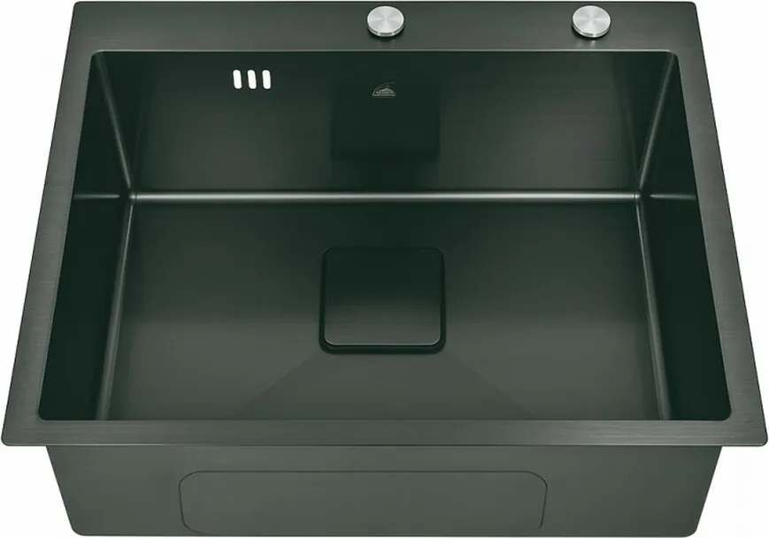 Chiuveta inox Inter Ceramic cu o cuva fara picurator finisaj negru satinat 50x42 cm