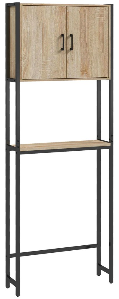 kleankin Etagere de toaletă mobilier de baie deasupra toaletei WC cu dulap 2 uși și raft deschis | Aosom Romania