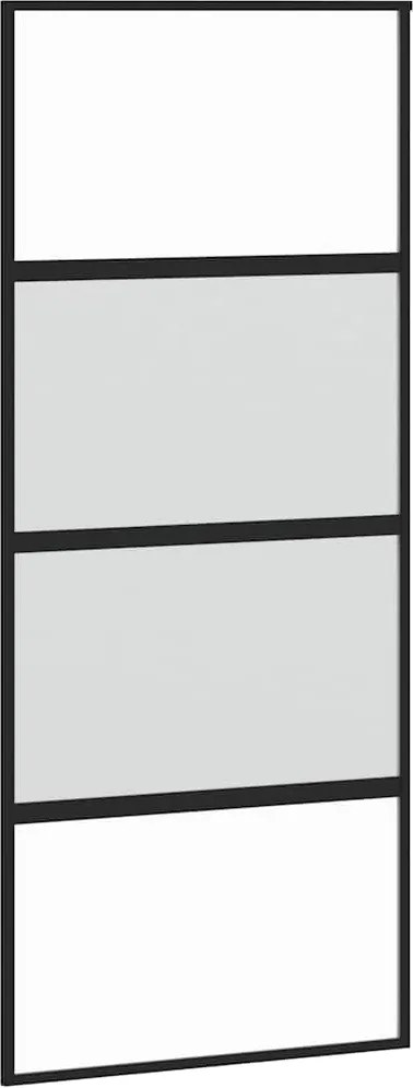 vidaXL Ușă glisantă, negru, 90x205 cm, sticlă securizată și aluminiu