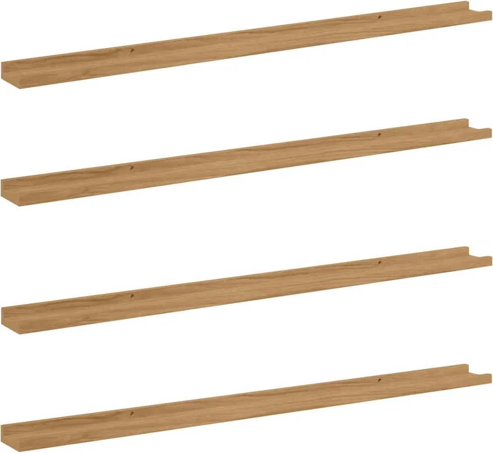 vidaXL Raft de perete cu raft 4 pcs Maro 115 x 9 x 3 cm Lemn compozit