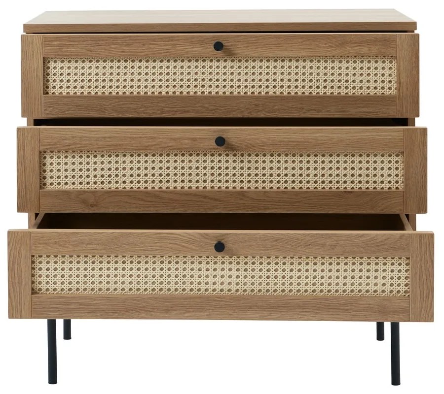 Comodă în culoare naturală joasă cu aspect de lemn de stejar 80x75 cm Pensacola – Unique Furniture