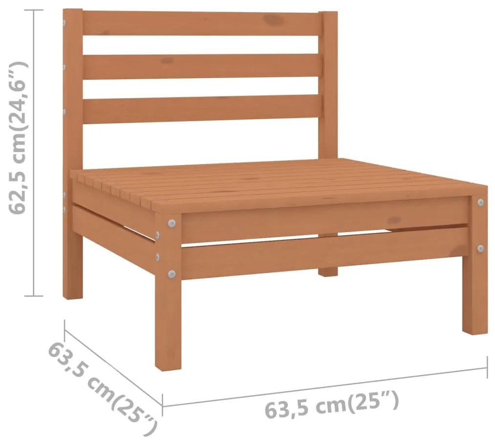 Canapea de mijloc pentru gradina, maro miere, lemn masiv de pin maro miere, canapea de mijloc, 1