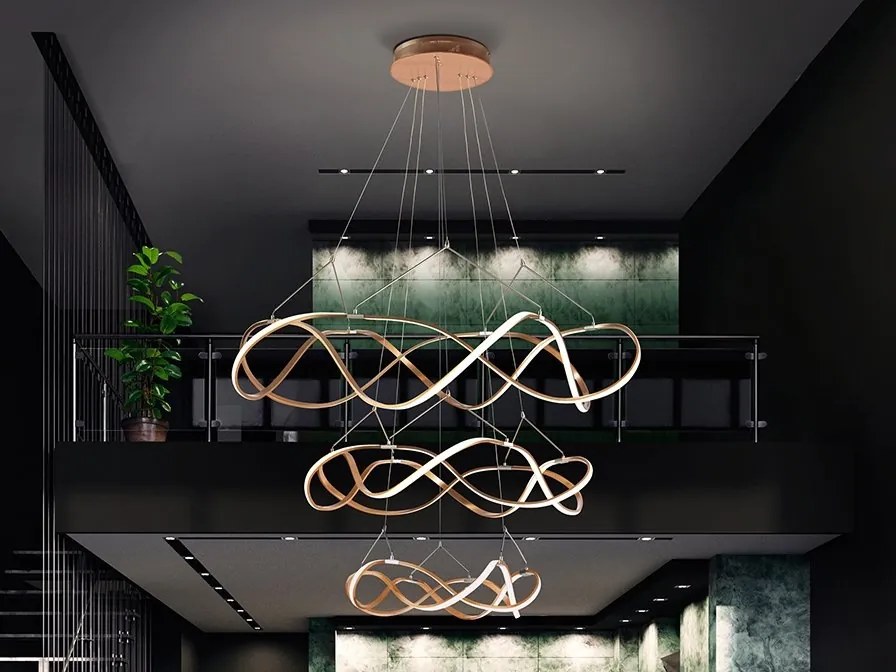 Lustra LED dimabila XXL pentru casa scarii design lux 110cm Molly aurie