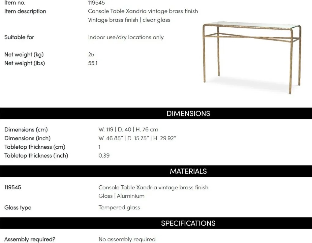 Consola design LUX Xandria