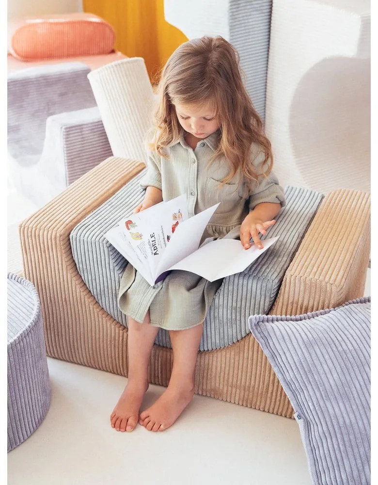 Teren de joacă din spumă maro deschis 3 buc. din catifea reiată înălțime 37 cm 75x49 cm Rainbow Montessori – Wigiwama