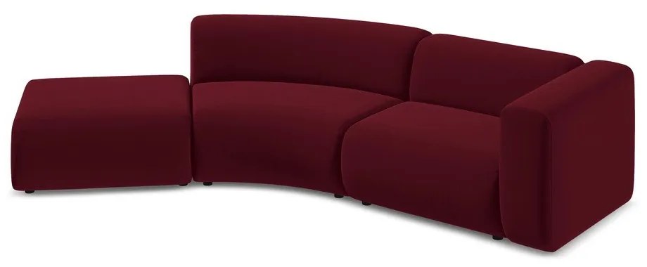 Șezlong burgundy cu tapițerie din catifea (cu colț pe partea stângă) Ekahi – Makamii