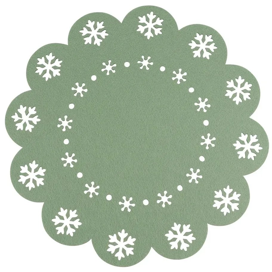 Fețe de masă Altom Fulg de nea verde, diametru 38cm , set de 4
