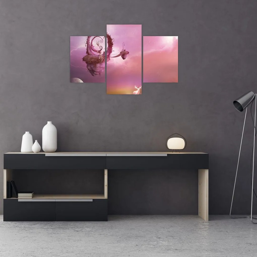 Tablou - Zână pe o insulă plutitoare (90x60 cm)