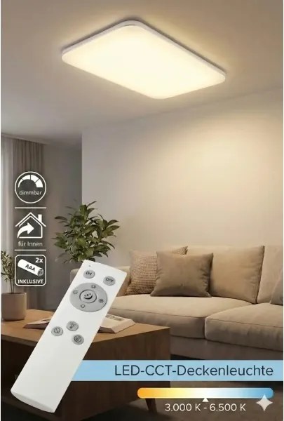 Plafonieră LED dimabilă, 48W/230V, albă, cu telecomandă