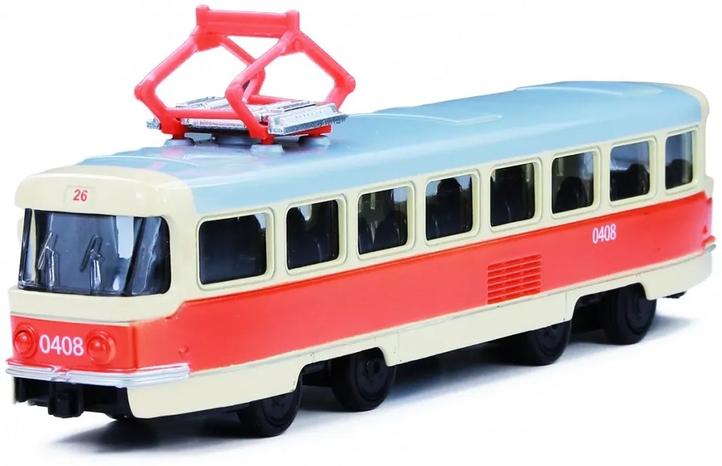 Tramvai unic din metalic Tatra T3, 16cm - cu tragere