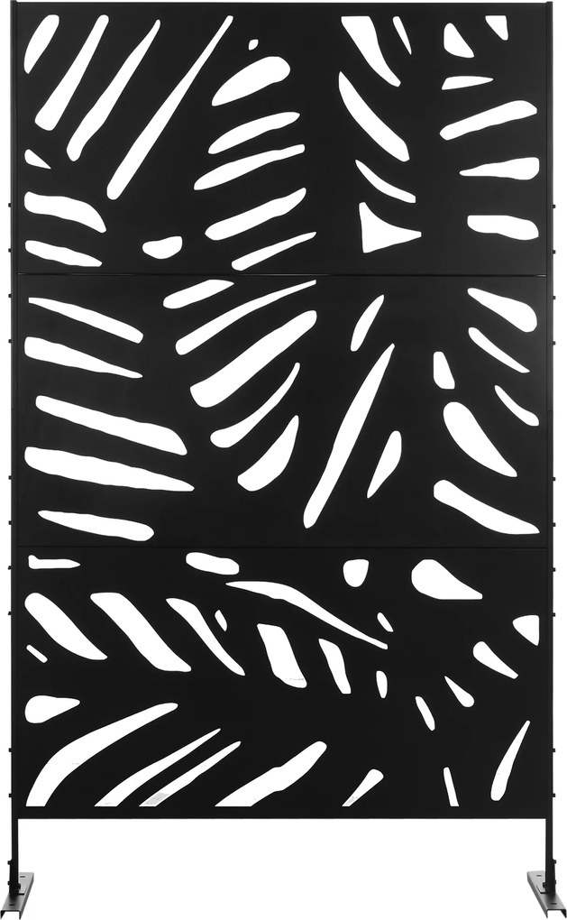 Outsunny Separator Decorativ de Exterior cu Model Frunze Mari și 2 Picioare, Panou de Grădină înalt din Oțel pentru Balcon și Terasă, 122x45x198 cm, Negru | Aosom Romania
