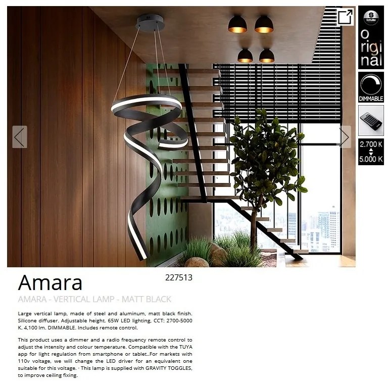 Lustra LED suspendata cu telecomanda Amara
