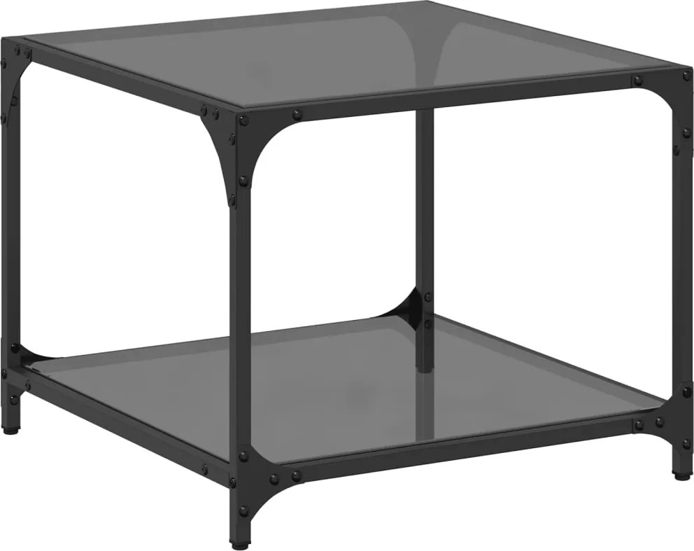 vidaXL Măsuță de cafea, blat din sticlă negră, 50x50x40 cm, oțel