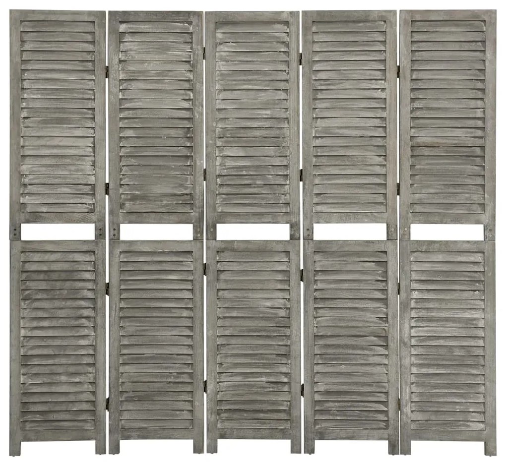 338576 vidaXL Separator cameră cu 5 panouri, gri, 179x166 cm, lemn masiv