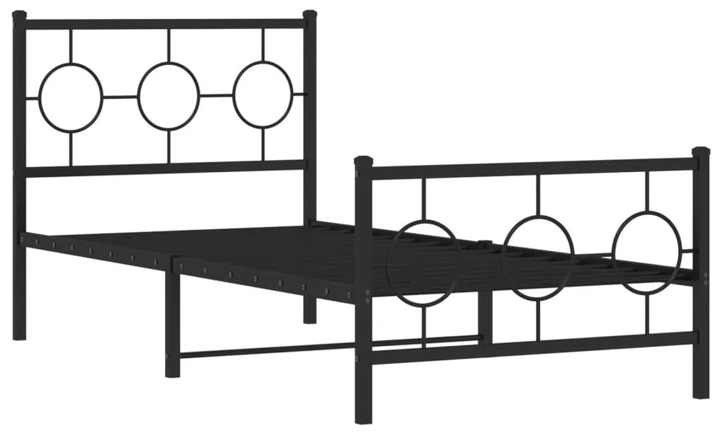 376236 vidaXL Cadru pat metalic cu tăblii de cap/picioare, negru, 90x190 cm
