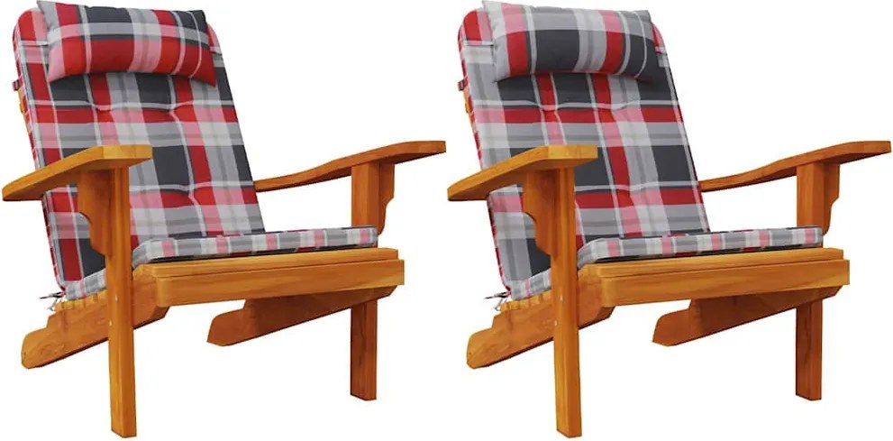 vidaXL Perne pentru scaune 2 pcs Verificare Roșie 58 x 77 x 4,5 cm