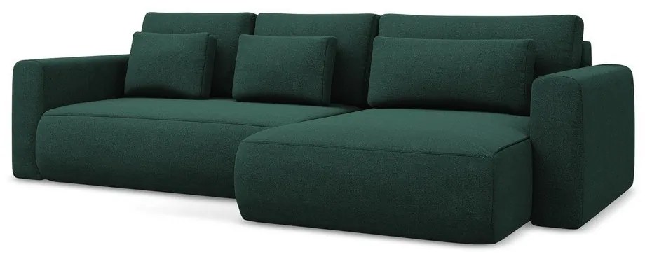 Colțar verde extensibil/cu spațiu de depozitare (cu colț pe partea dreaptă/cu șezlong) Kapua – Makamii