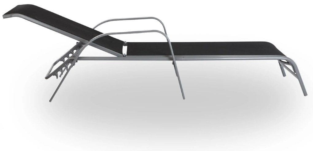 Șezlong de grădină Marilo, negru / gri