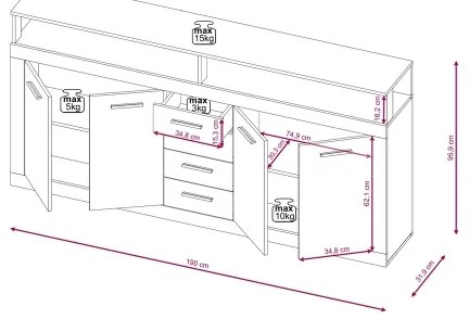 Comodă RUNA stejar sonoma/albă