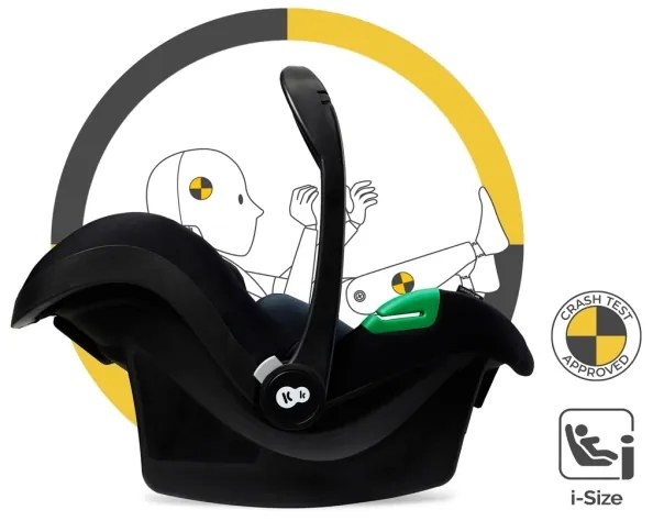 Cărucior de copii combinat 3 în 1 KINDERKRAFT MOOV 2 Pure black + scaun auto MINK PRO