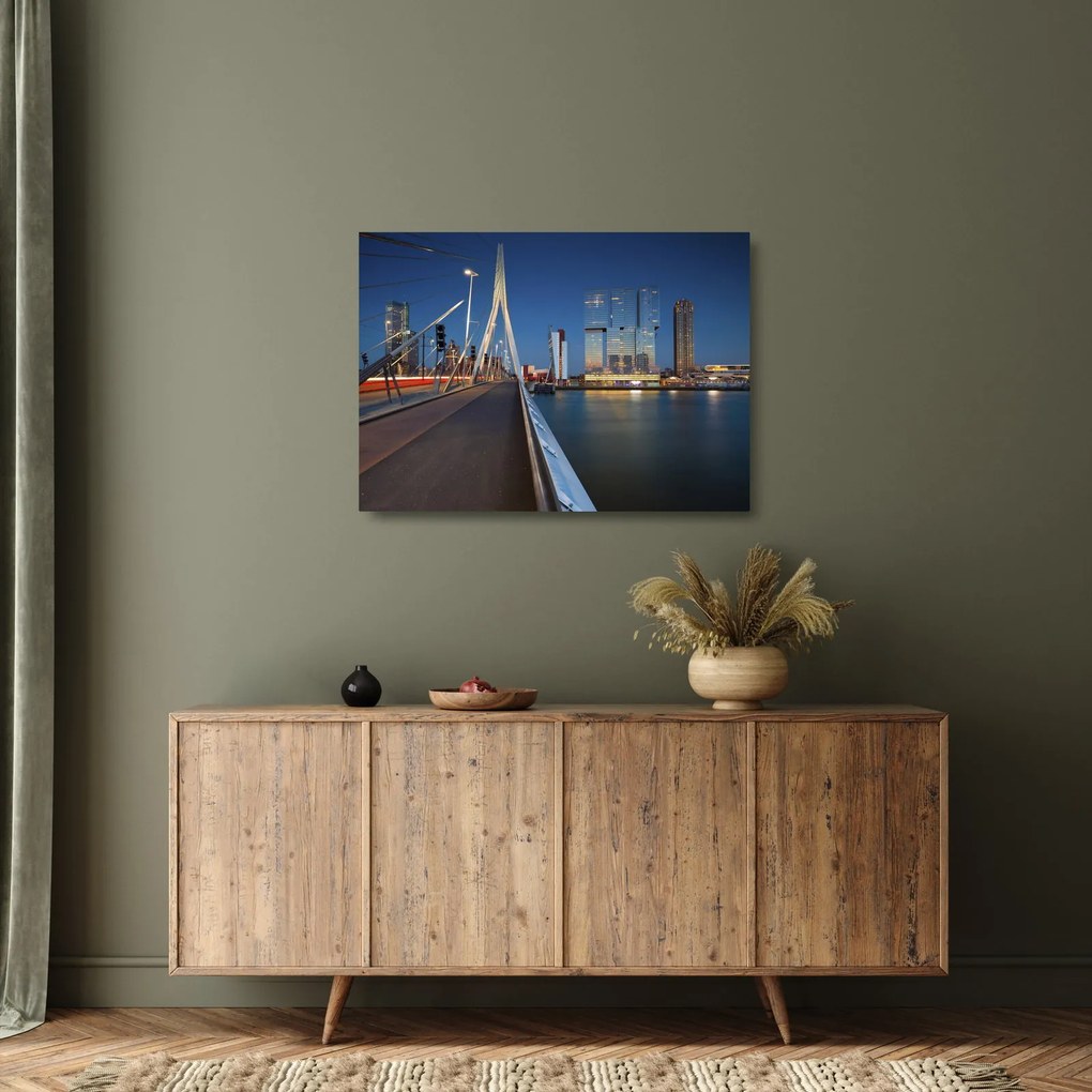 Tablou pe sticlă - Amurg în Rotterdam, Olanda (70x50 cm)