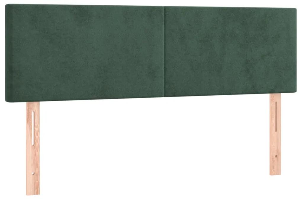 Pat box spring cu saltea, verde inchis, 140x200 cm, catifea Verde inchis, 140 x 200 cm, Design simplu