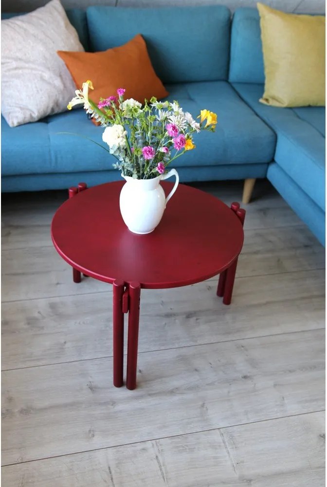 Măsuță de cafea roșie rotundă din lemn masiv de pin ø 60 cm Sticks – Karup Design
