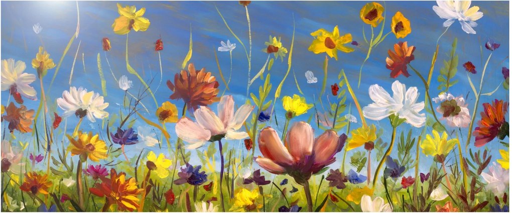 Tablou cu luncă înflorită (120x50 cm)