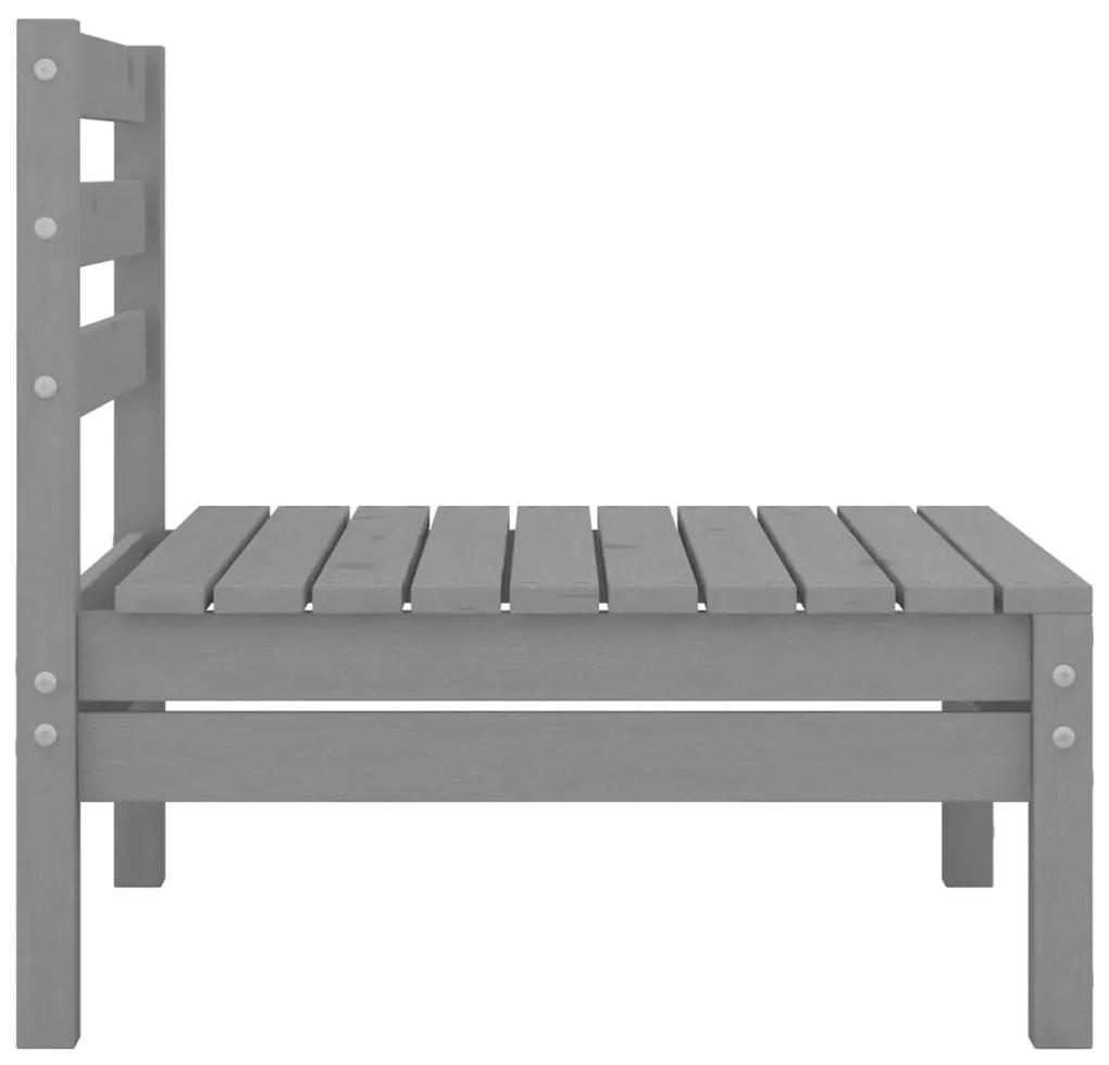 Canapele de mijloc pentru gradina, 4 buc., gri, lemn masiv pin Gri, Canapea de mijloc (4 buc.), 1