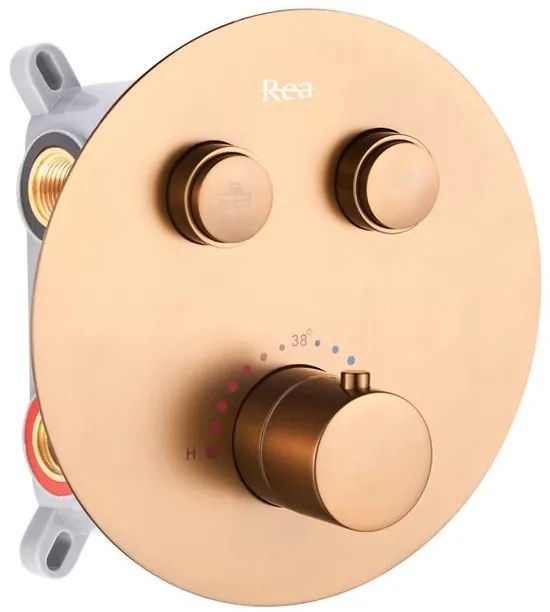 Set de dus incastrat Rea LUNGO cupru periat + BOX cu termostat