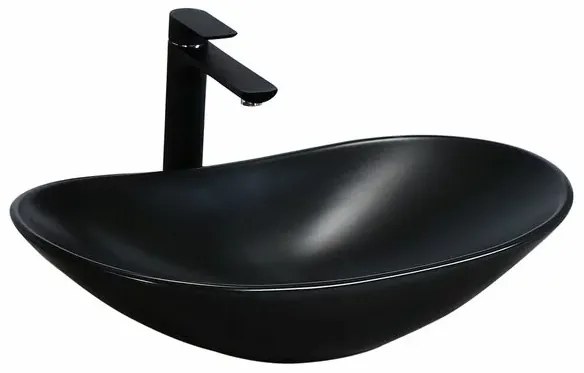 Lavoar negru mat pe blat Rea Royal 62 cm