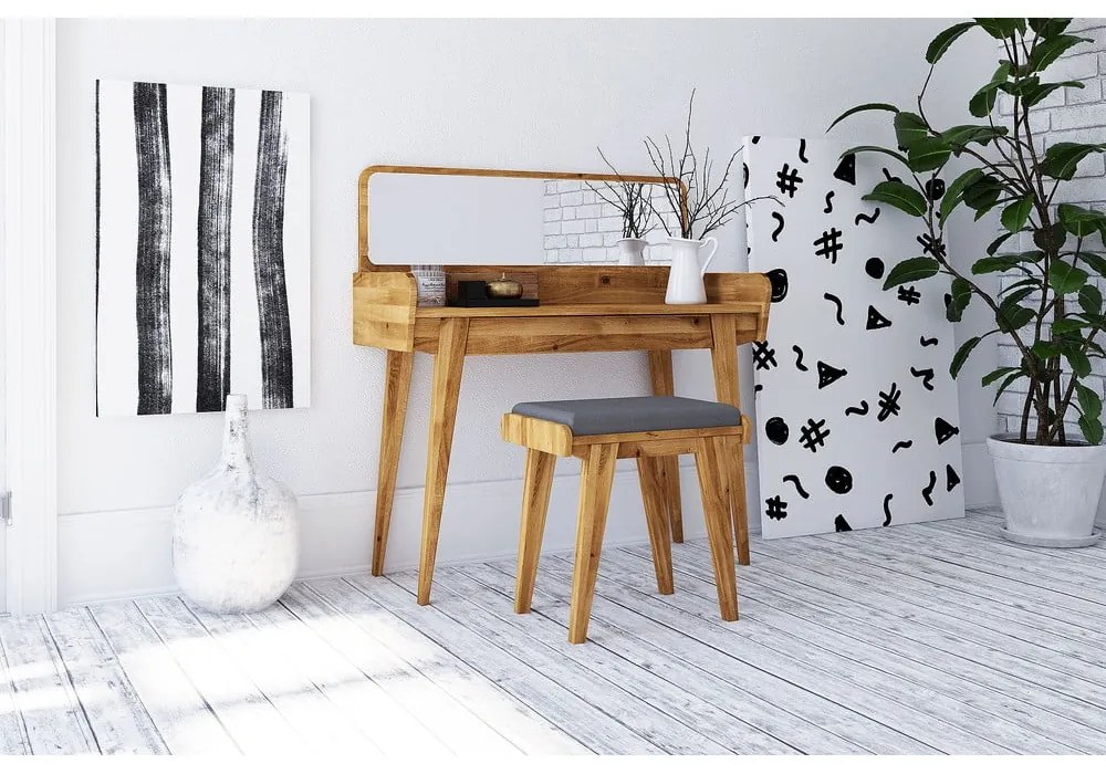 Măsuță de toaletă din stejar cu oglindă 110x45 cm Retro - The Beds