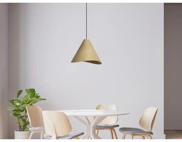 Lustră suspendată din lemn pe cablu 1xE27/60W/230V Ø 33 cm, lemn masiv – stejar/lemn de cauciuc