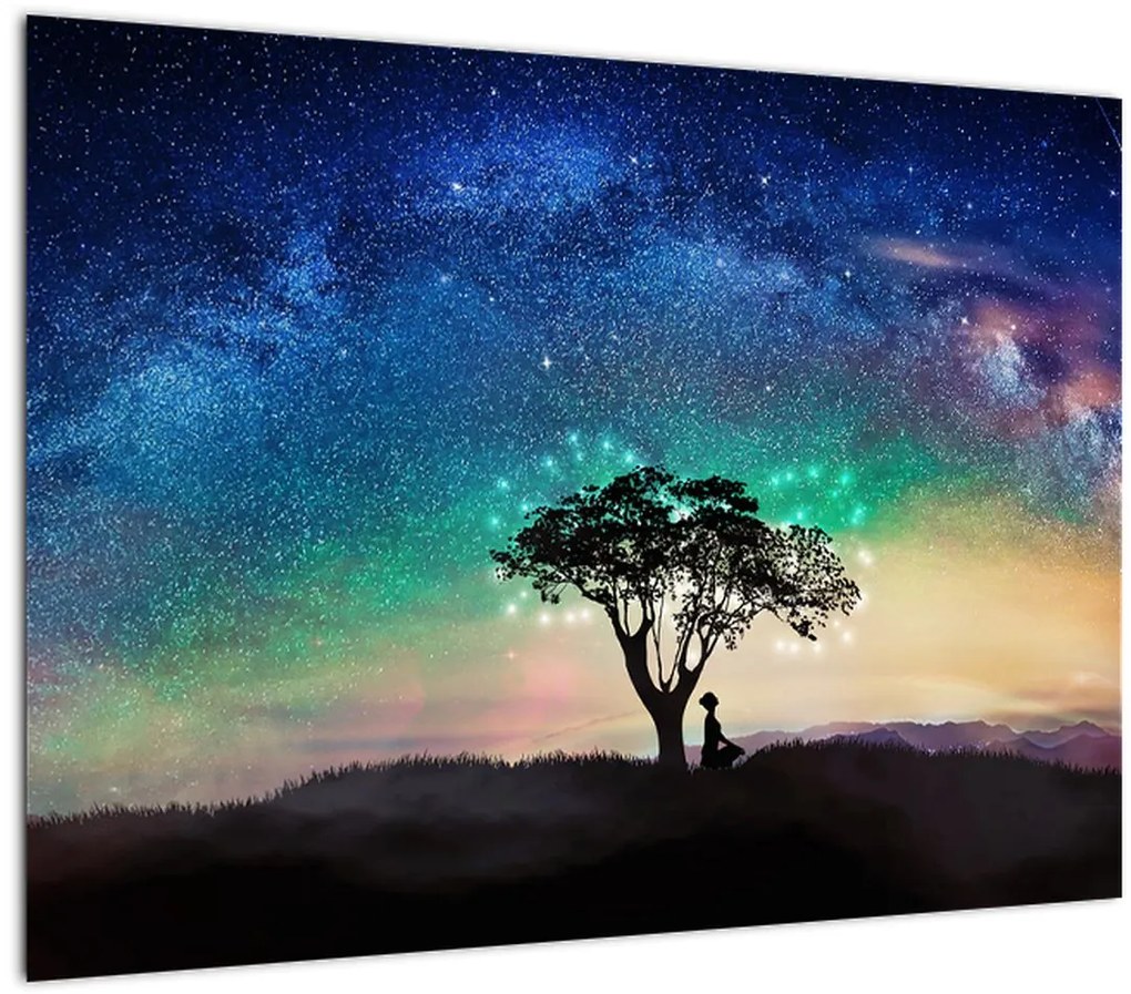 Tablou pe sticlă - Relaxare sub stele (70x50 cm)