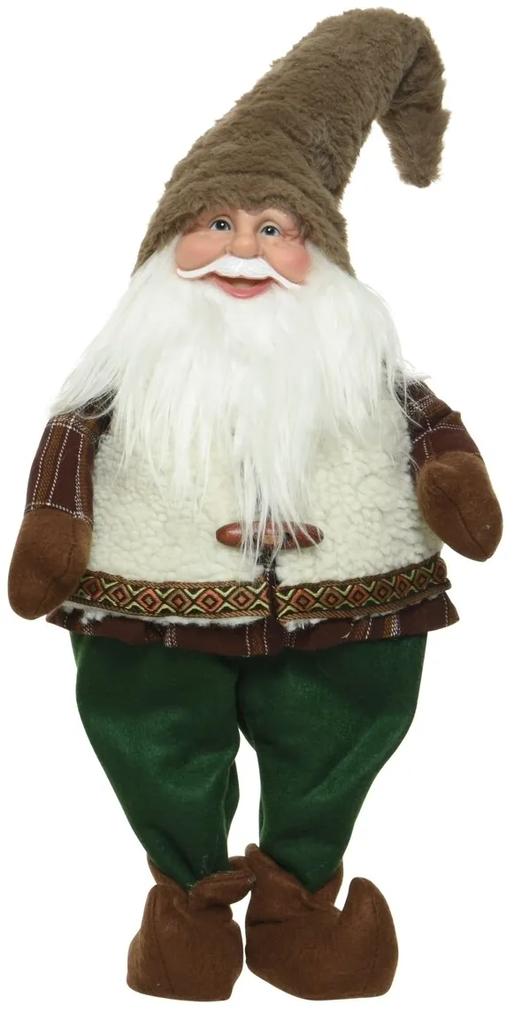Decoratiune Gnome w hat brown, Decoris, 30x15x85 cm, poliester, alb/maro/verde