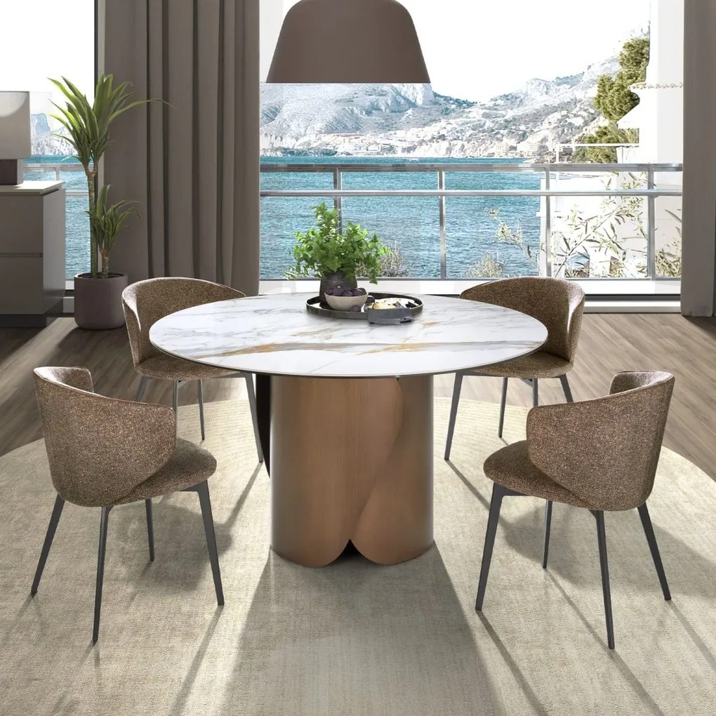 Masa rotunda design LUX Porcelain Marble 140cm
